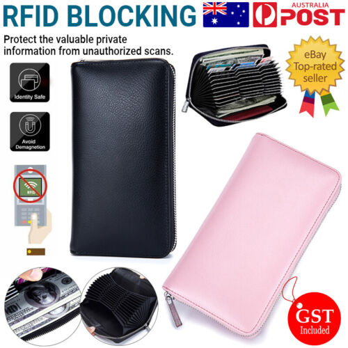 Rfid Leather Antimagnetic Wallet Blocking 36 Slot Credit Card for Women Men Long