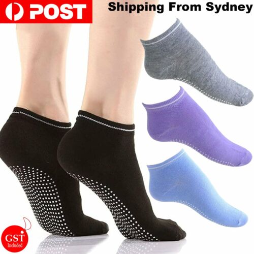 4/8Pairs Women Sports Cotton Rich Pilates Yoga Non-Slip Grip Socks Excercise AU - Lets Party
