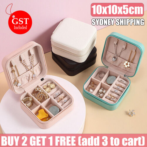 Portable Travel Jewellery Box Organizer Leather Ornaments Jewelry Case Storage
