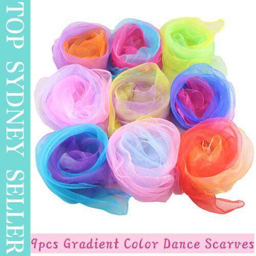 9X Juggling Gradient Colour Dance Scarves Magic Tricks Dancing Props Performance