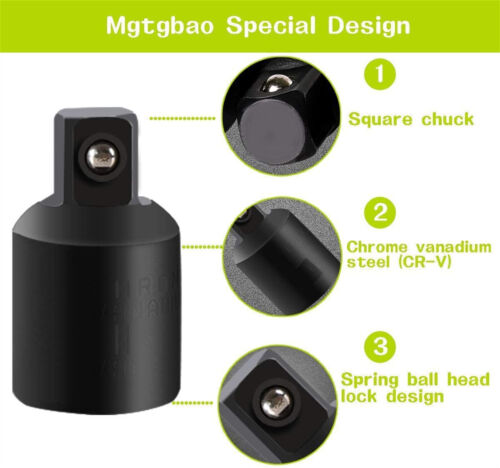 12 Piece Impact Drill Socket Adaptor Set Heavy Duty Driver Short Long Hex Shank