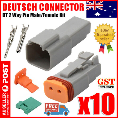 10 Set Deutsch DT 2 Way Pin Male/Female Kit Electrical Connector Plug Waterproof
