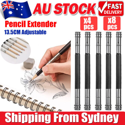 Adjustable Pencil Extender Lengthener Holder Art Tool Double Head 13.5CM