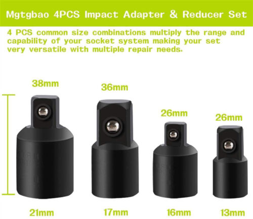 12 Piece Impact Drill Socket Adaptor Set Heavy Duty Driver Short Long Hex Shank