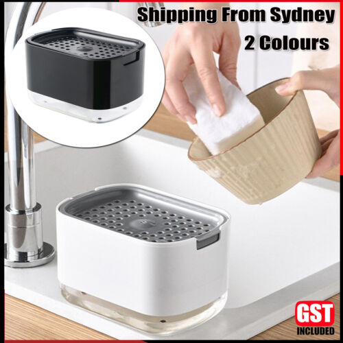 2in1 Soap Dispenser Pump Sponge Holder Countertop Dishwashing Liquid Containe AU
