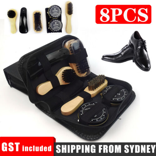 8pcs Shoes Boots Sneakers Polishing Cleaning Kit Leather Bag Shoe Shine Care Kit