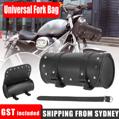 Universal Fork Bag For Harley Leather Tool Round Motorcycle Saddlebag Handlebar