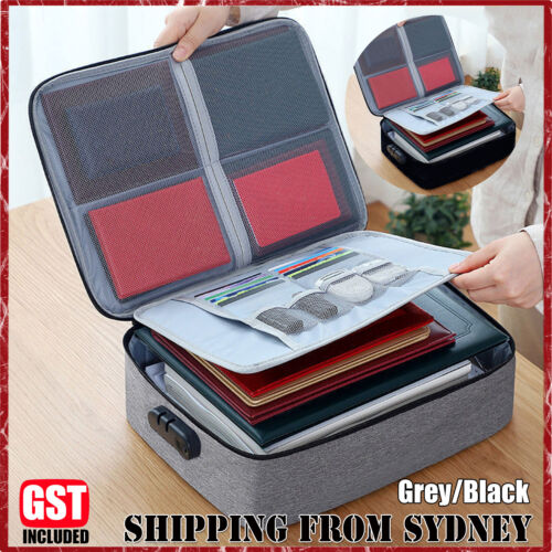 Document Bag Storage Pouch Case with Lock Zipper for Home Office Case AU SELLER