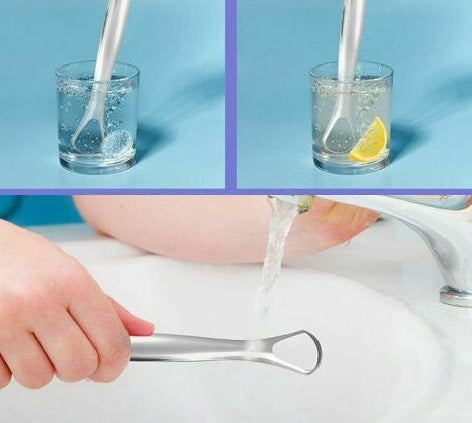 Stainless Steel Tongue Tounge Cleaner Scraper Dental Care Oral Hygiene Mouth Kit - Lets Party