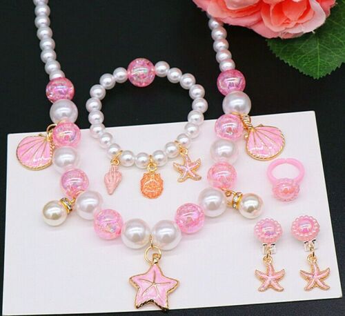 5PCS Girls Starfish Jewelry Set – Kids Necklace & Bracelet Gift Set