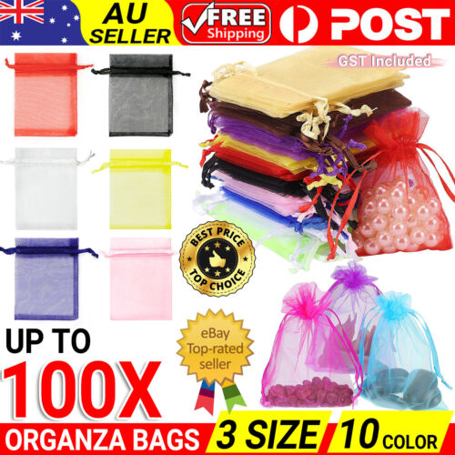 10-100pcs Organza Bag Sheer Bags Candy Packaging Jewellery Gift Wedding Pouch AU - Lets Party