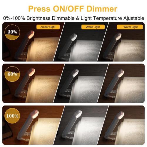 LED Clip On Book Reading Light Lamp USB Rechargeable Flexible Lights For Reading