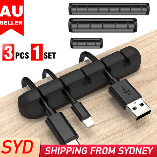 3x USB Charge Cable Holder Desk Cable Clips Organizer Cord Management 3/5/7Cilps