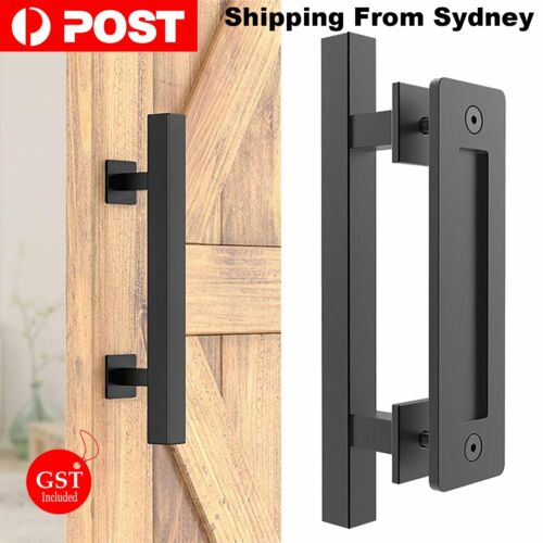 12''Barn Door Handle Black Embedded Translation Wooden Door Interior Door Handle