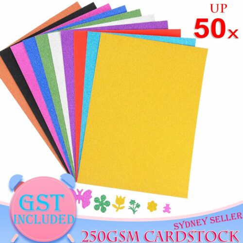 UP 50pcs 250gsm A4 Glitter Cardstock Paper Invitations Scrapbooking Art Craft