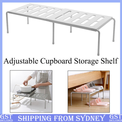 Adjustable Cupboard Storage Shelf Organiser Holder Pantry Stand Rack Kitchen