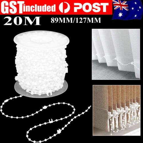20M Vertical Blind Bottom Chain Slat Link Cord Parts White 89/127mm Wide Slats