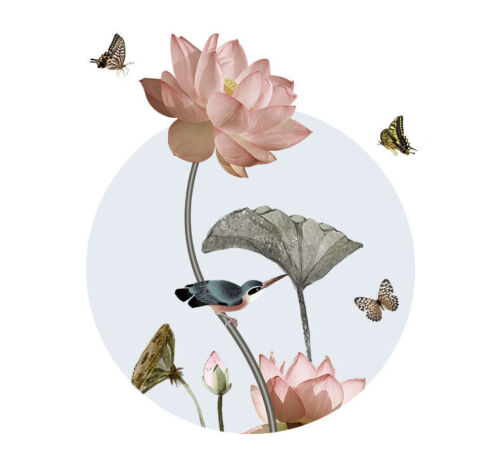 Lotus Flower Chinese Calligraphy Wall Stickers Vinyl Decal Home Decor Art Mural - Lets Party
