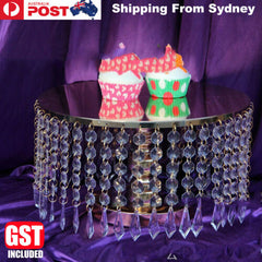 1 Crystal Gold Round Cupcake Cake Stand Birthday Bar Party Dessert Candy Wedding