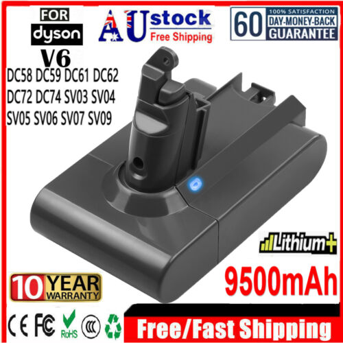 9.5Ah For Dyson V6 Battery Animal Slim Absolute Motorhead Trigger SV03 DC61 DC62 - Lets Party