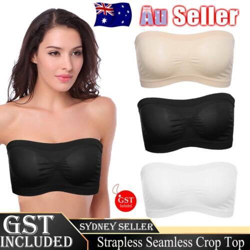 Women's Strapless Seamless Crop Top Vest Breathable Sports Bra Tube Lady Bandeau