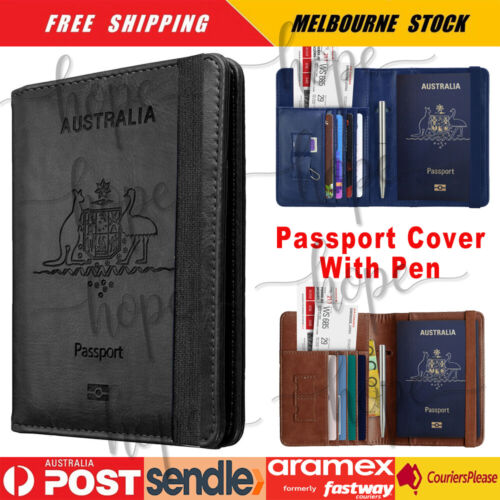 Travel Passport ID Wallet Holder Cover RFID Blocking Card Case Cover PU Leather - Lets Party