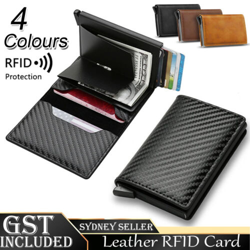 New Leather Credit Card Holder Men's Money cash Wallet Clip RFID Blocking Purse