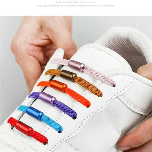 4 Pairs No Tie Shoelaces Elastic Locked Shoe Lace Lazy Laces Sports Kids Adults
