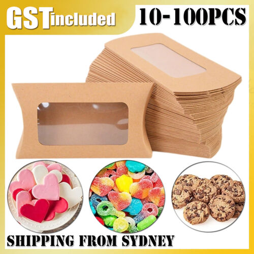 10-100PCS Pillow Favor Bag Candy Gift Box Kraft Paper Gift Favour Wedding Party