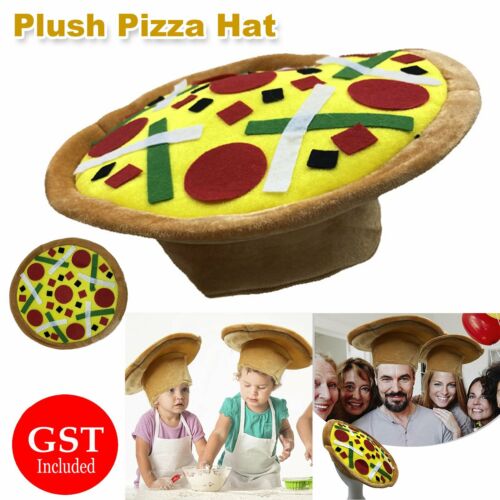 PLUSH PIZZA HAT Italian Costume Party Hat Funny Halloween Italy Oktoberfest Hats