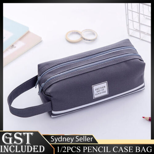 1/2PCS Pencil Case Zipper Pen Bag School Office Stationery Cosmetic Storage New
