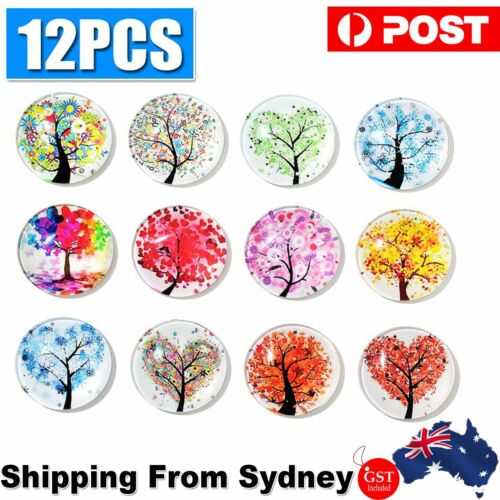 12 pcs Fridge Magnets Tree Of Life Glass Stickers Whiteboard Decoration For Home