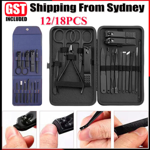 12/18PCS Manicure Pedicure Kit Set Stainless Steel Nail Grooming Clippers Tools