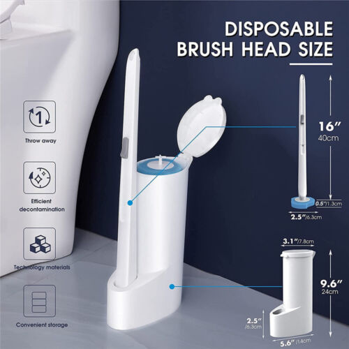 Disposable Bathroom Toilet Brush Holder Set Replacement Cleaning Head Refills AU