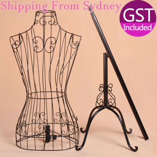1 Black Female Metal Mannequin Dressmaker Wire Model Adjustable Display Stand AU