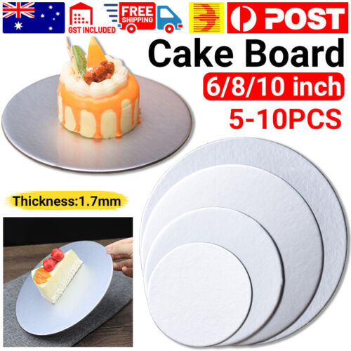 6-8-10 inch Cake Board Siliver Round Thick Cake Boxes Boards Party Wedding AU