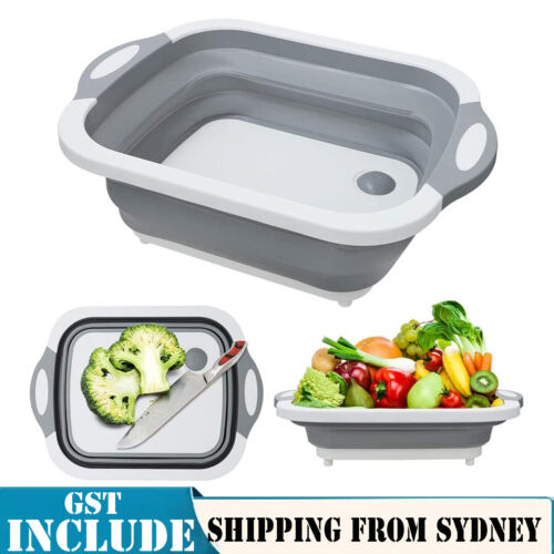 Camping Picnic Foldable Chopping Cutting Board Collapsible Strainer Basket Drain