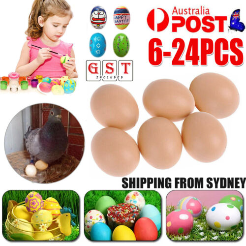 6-24x Plastic Fake Chicken Eggs Poultry Layer Coop Hatching Simulation Dummy Egg