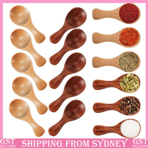 Mini Wooden Spoon Kitchen Spice Spoon Small Short Condiment Spoons Scoop