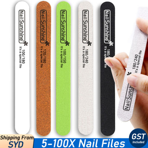 5-100X Double Sided 100/120/180/240 Grit Nail Files Emery Boards Nail Salon Tool