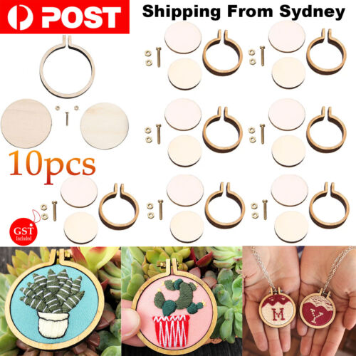 10 Packs Mini Embroidery Hoop Ring Wooden Cross Stitch Frame Kit For Hand Craft