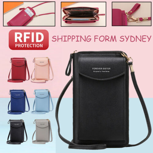 Women Pouch Bag Mobile Phone Bag PU Leather Crossbody Purse Wallet Shoulder Bags