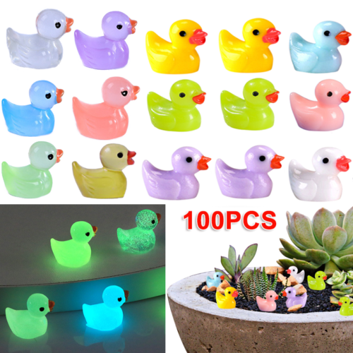 100PCS Luminous Realistic Party Decor Resin Christmas Mini Tiny Ducks Birthday