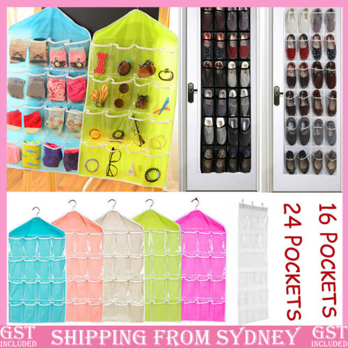 Pocket Shoe Holder Bag Organiser Over Door Hanging Shelf Rack Storage Hook