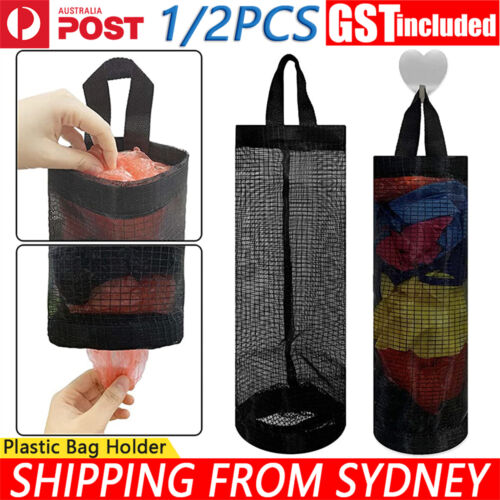 Hanging Holder Trash Mesh Storage Organizer Garbage Bags Plastic Bag Dispenser