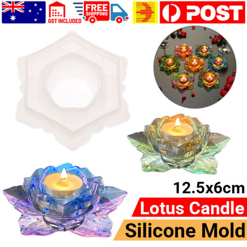 3D Lotus Candle Holder Ashtray Silicone Mold Epoxy Resin Mould Making Craft DIY