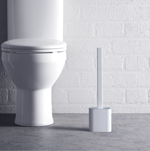 White Bathroom Silicone Bristles Toilet Brush with Holder Creative Cleaning Brush Set - Lets Party