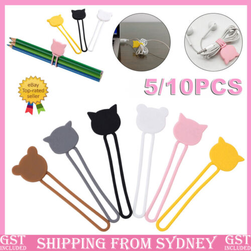 5/10X Holder Cable Ties Winder Earphone Cords Organiser Cable Clip Headphone AU - Lets Party
