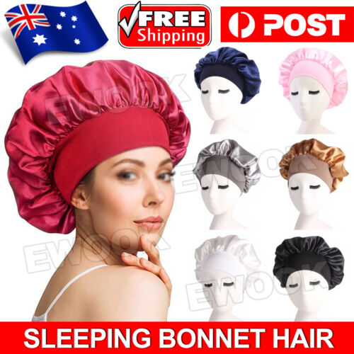 Sleeping Bonnet Hair Wrap Silk Satin Cap Women Elastic Night Soft Hat Headwear - Lets Party
