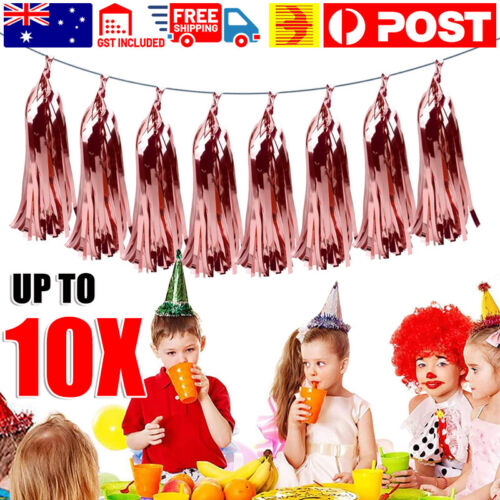 10/20x Rose Gold Tassel Garland Metallic Tinsel Foil Birthday Party Balloon Drop